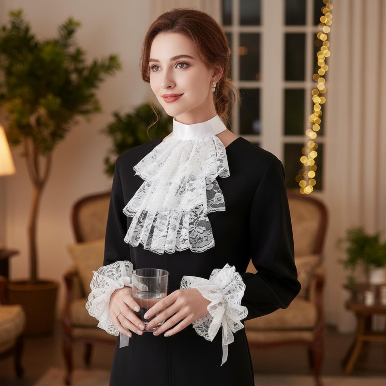 Women Vintage Lace Collar Glov - огляд і ціна Matcha
