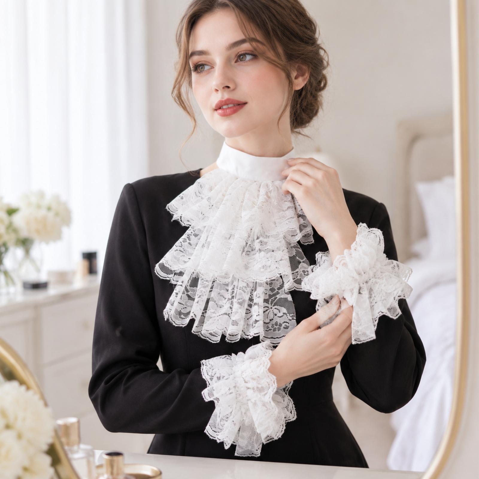 Women Lace Collar Gloves with  - огляд і ціна Matcha